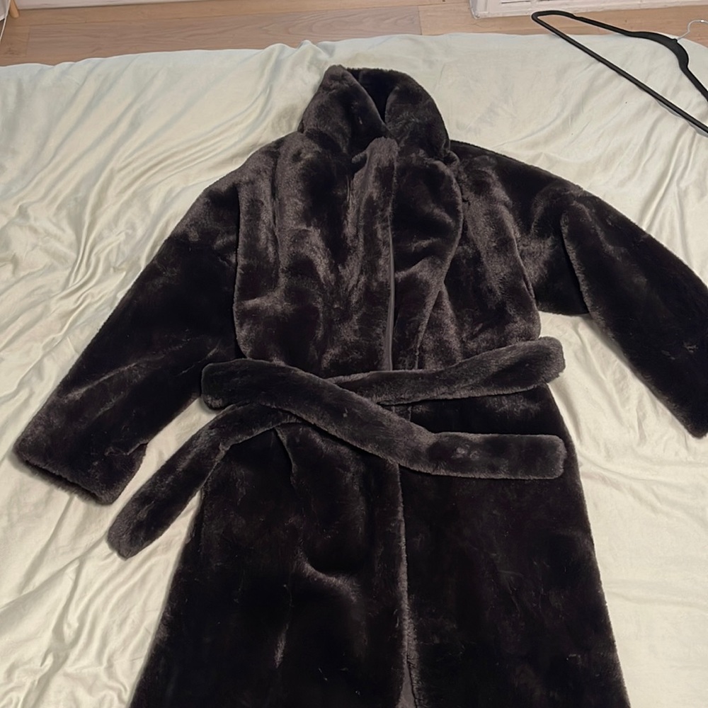 Faux fur black coat